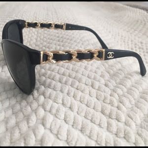 Chanel leather and chain sunglasses